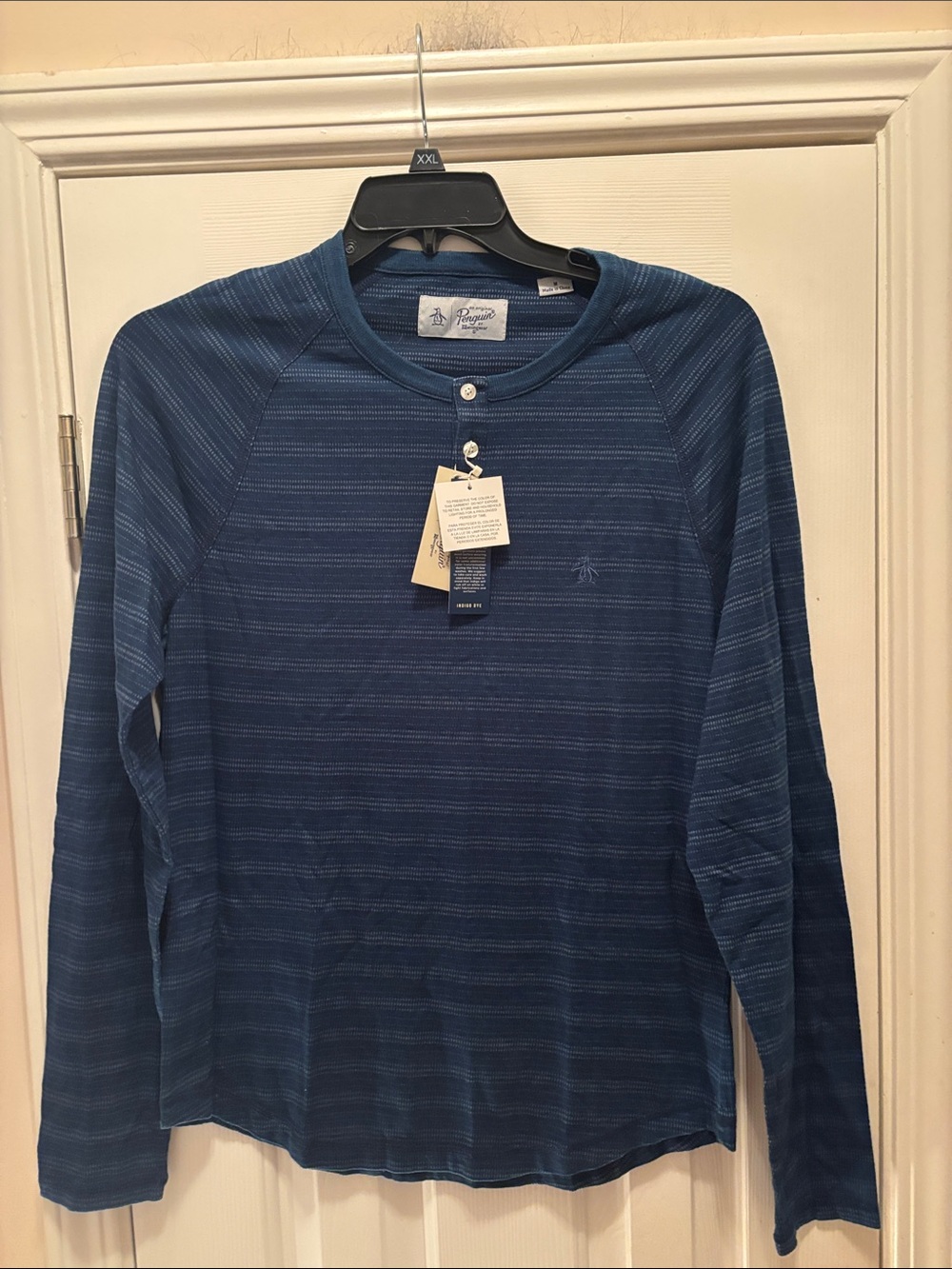 NWT Original Penguin Blue Striped Long-Sleeve Henley